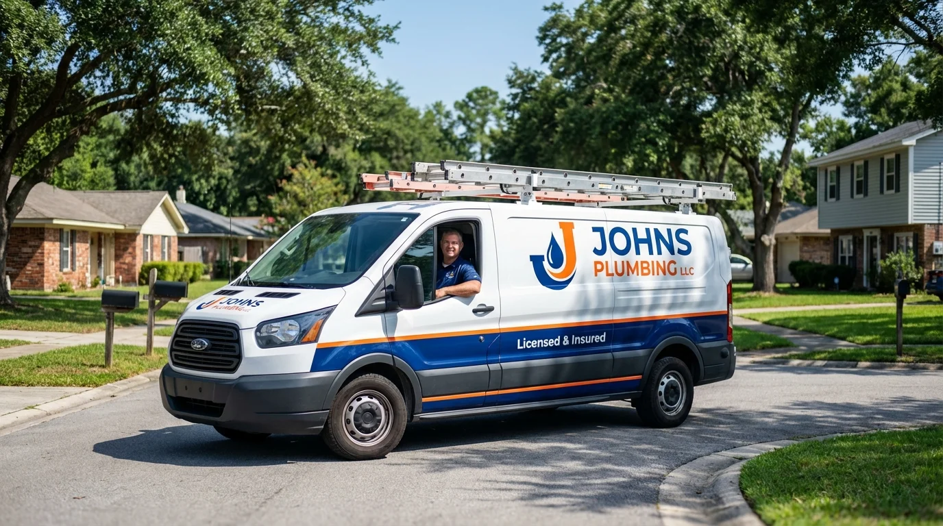 Johns Plumbing LLC service van in Fairfax, SC