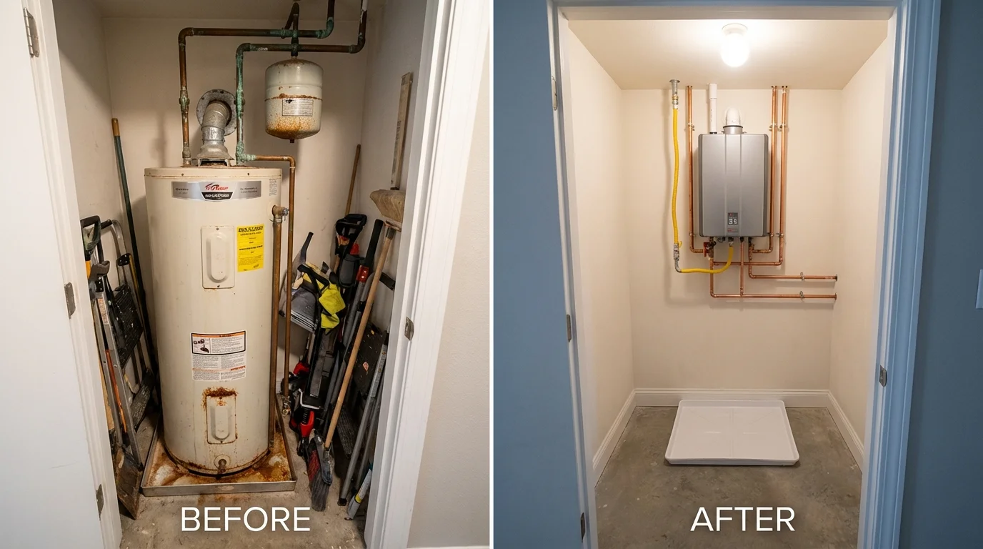 Tank water heater versus wall-mounted tankless unit comparison for Fairfax, SC homeowners